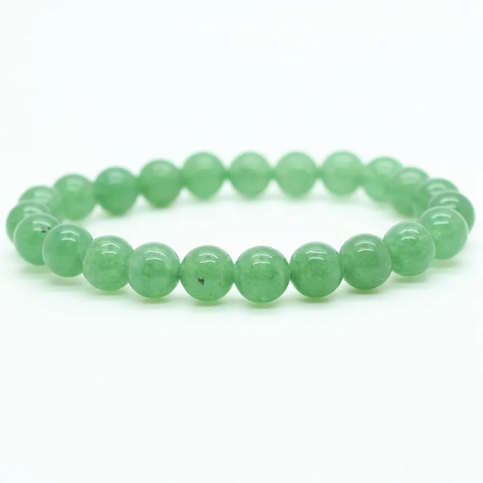 New Summer Style Natural Stone Beads Bracelet Green Aventurine Beaded Stretch Bracelets Bangles Women Men