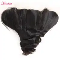 SATAI Hair Loose Wave 13x4 Ear To Ear Lace Frontal With Bleached Knots Natural Color 100% Human Hair Bundles Remy Hair