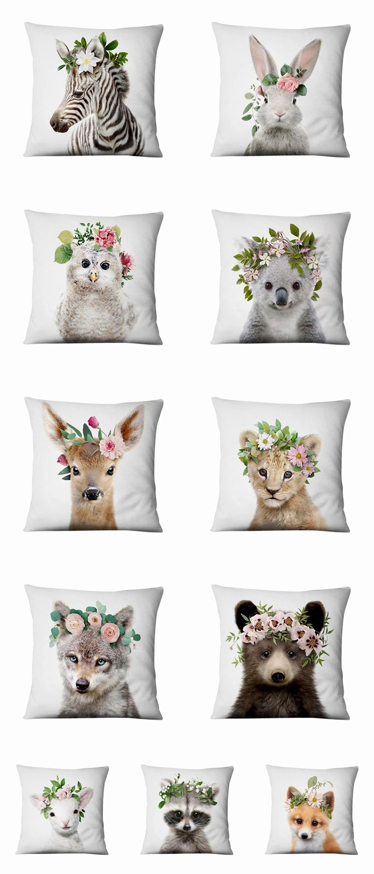 Home Decoration Pillow Fresh Animals In Flower Printed Cushion Decorative Pillows Almofada Decorativas Para Sofa Throw Pillow