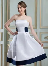 2016 New Cheap Short Bridesmaid Dresses A-Line Strapless Knee-length Satin Hot Sale