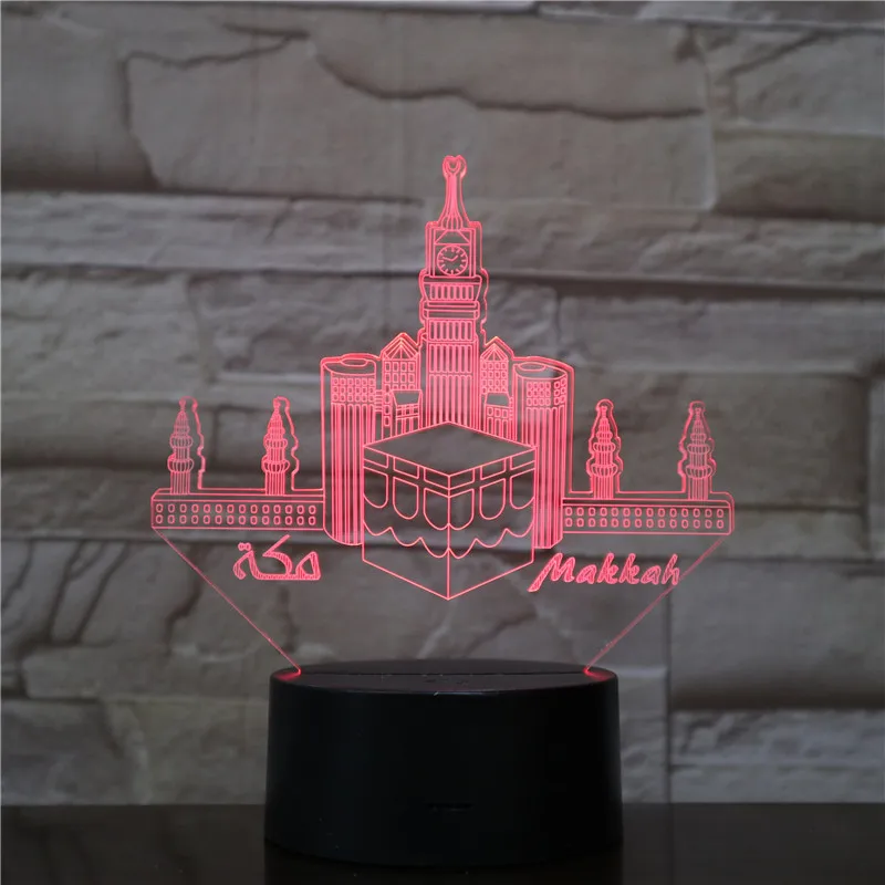 Мекка Mosque Makka Usb светодиодный 3d-ночник лампа Декоративные RGB детский подарок знаменитые здания настольная лампа прикроватный Декор AW-1575