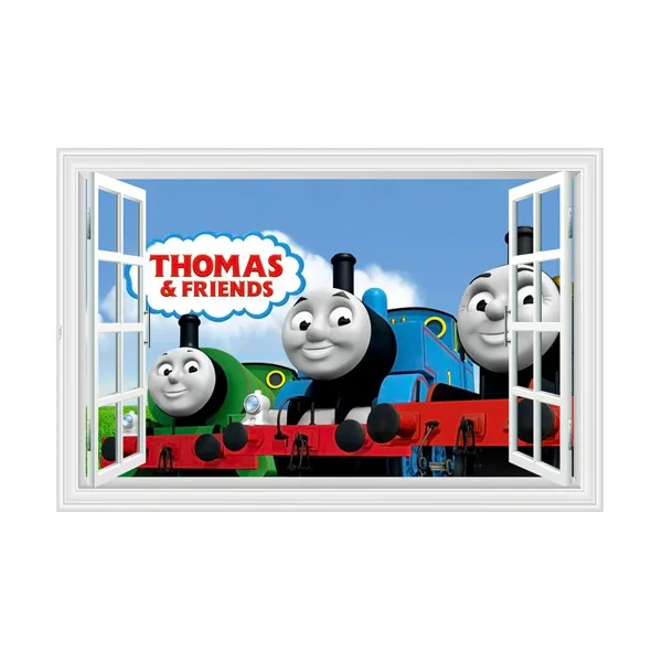

Thomas&Friends 3D sticker fake window comes with adhesive gum Thomas train sofa wall background wall sticker toys kids sticker