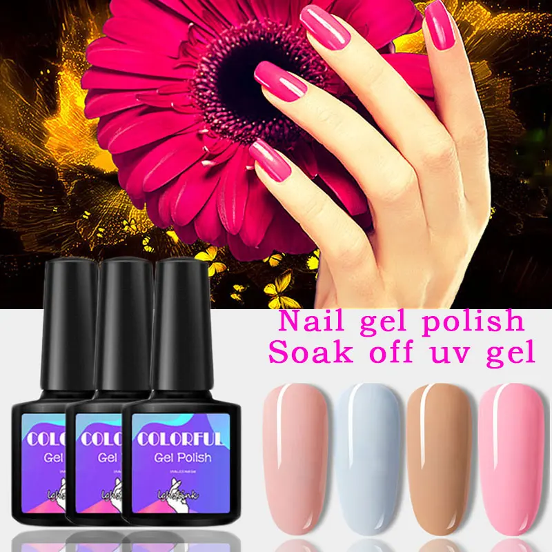 

Glitter gel polish LED UV Gel Varnish Nail Art Varnish Soak Off Gel Lacquer neon pink 8ml Nail Gel Polish base coat top coat