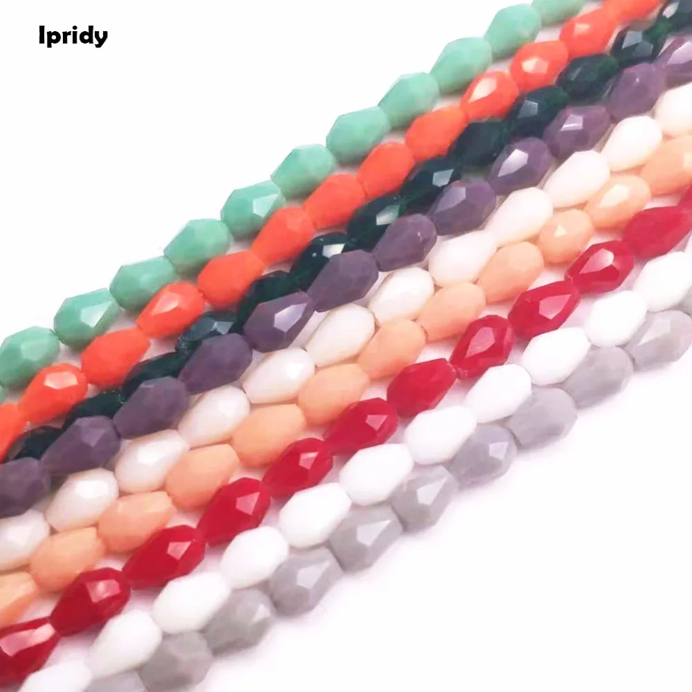 

72Pcs/lot 4x6mm Teardrop Crystal Beads with Jade effect,Glass Beads Loose Spacer Beads DIY Jewelry Making Wholesale
