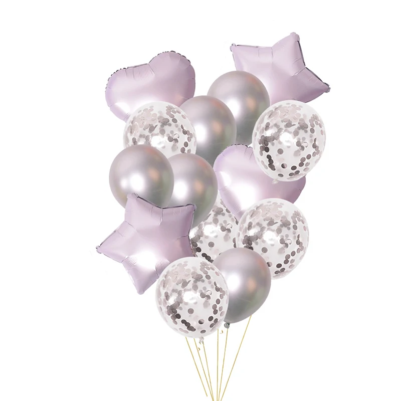 Metallic Latex Balloons Birthday Party Decoration Heart Star Foil balloons Wedding Baby shower party Supplies confetti Baloon