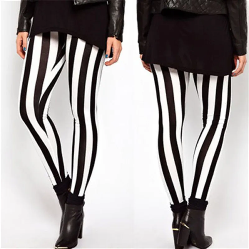 

Vertical Stripes Leggings Women Soft High Quality Joggings Golden Black Pants Patchwork Slim Legging Stretch Fitness Trousers