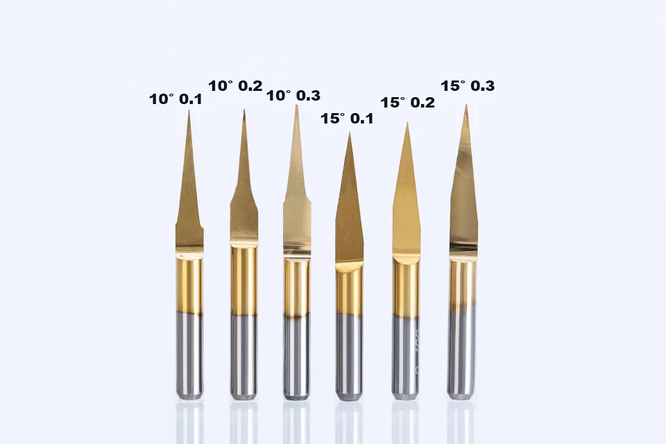 HUHAO 10 шт./лот 3,175 мм гравировальные биты с ЧПУ степень 10-90 Концевая фреза карбид фреза титановое покрытие фрезерные станки с ЧПУ Инструменты