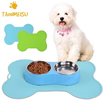 

Super Design Pet Dog Puppy Cat Feeding Mat Bone Silicone Pad Cute Bed Dish Bowl Food Water Feed Placemat Wipe Clean Pet Supplies