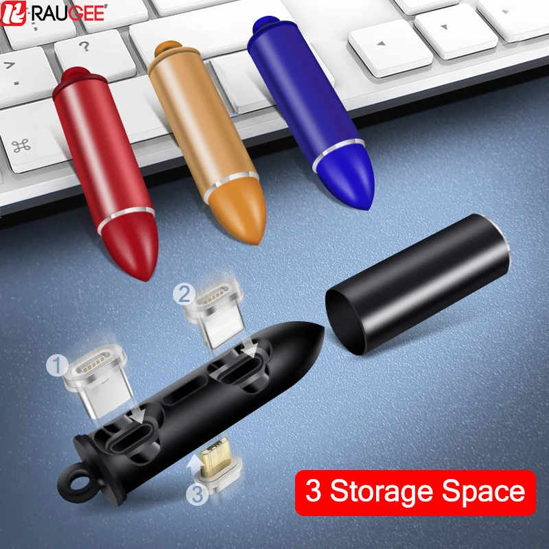 

Raugee Magnetic Cable Plug Box Storage Gather Case Type C Micro USB C 8 Pin Tips Holder Adapter Management Charger Plugs Case