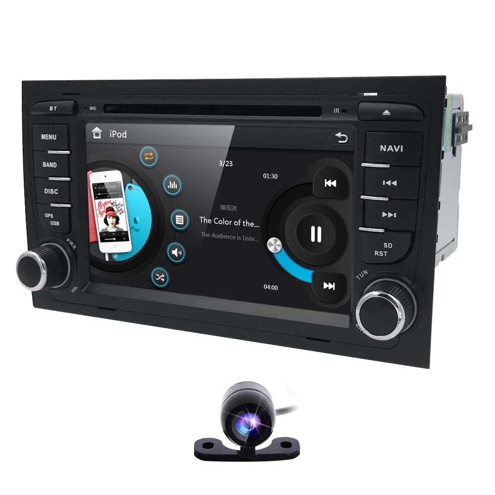 Top HIZPO 7 Inch Touch screen Car DVD player for Audi A4 B6 2000-2006 year RS4 Seat Exeo GPS navigation BT DVR  Free camera Map card 3