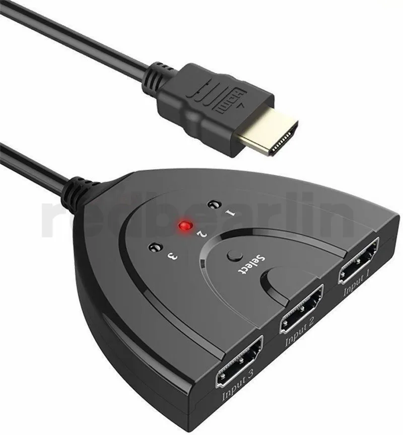 HDMI Splitter 3 Ports Switcher Cable 1.4b 1080P for DVD HDTV Xbox PS3 PS4 in 1 out Port Hub Switch |