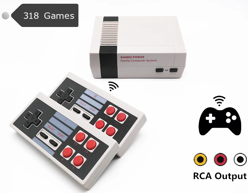 Беспроводная Ретро Мини ТВ Видео игровая консоль для игр Nes 8 бит с 318 встроенными