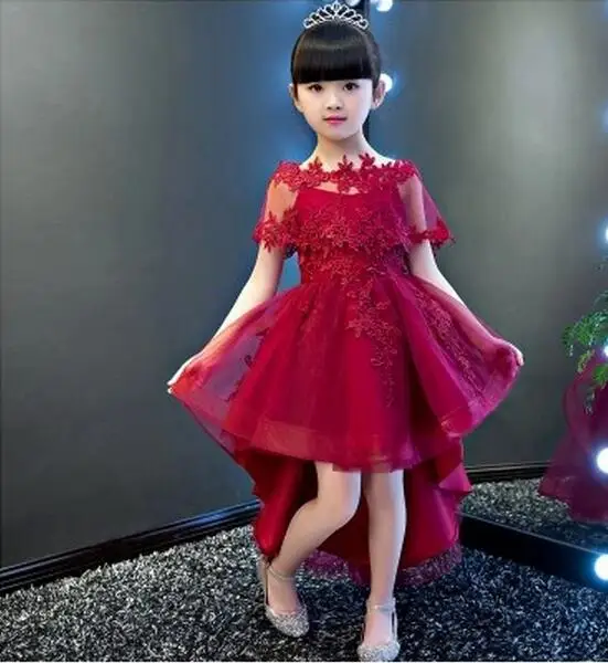 Glitz Red Flower Girl Dress Long Trailing Princess Ball Gown Party Wedding First Communion Dresses for | Детская одежда и обувь