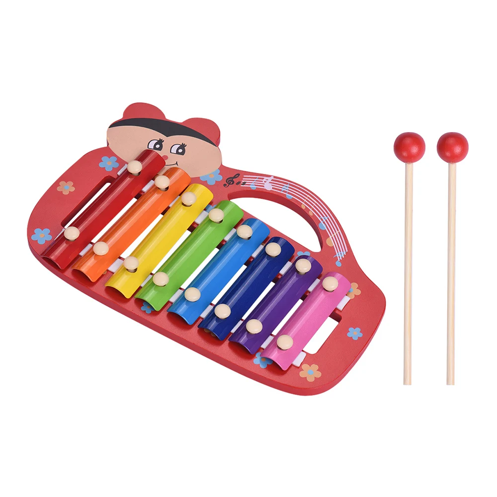 Красочные милые 8 нот ксилофон Glockenspiel с 2 молотками образовательный музыкальный