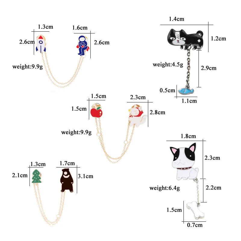 Эмалированная булавка на цепочке в виде мультяшных животных, астронавт, киты, броши, значок, милый кот, собака, космическое путешествие, нагрудные булавки, одежда для мужчин, подарок, ювелирное изделие