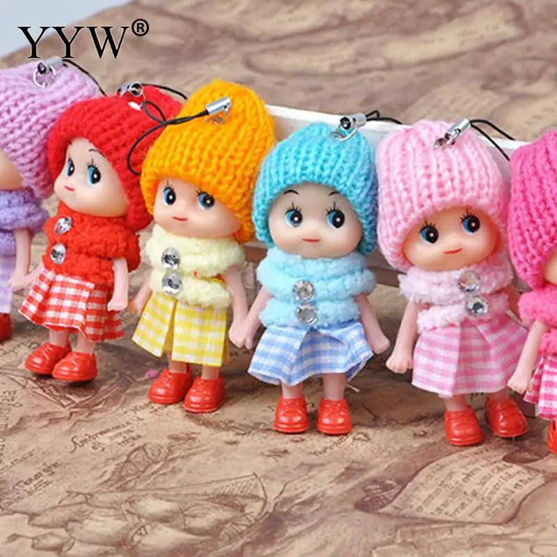 50pcs/Lot Mini Plush Dolls Key Chain Cute Fashion Kids Keychain Baby