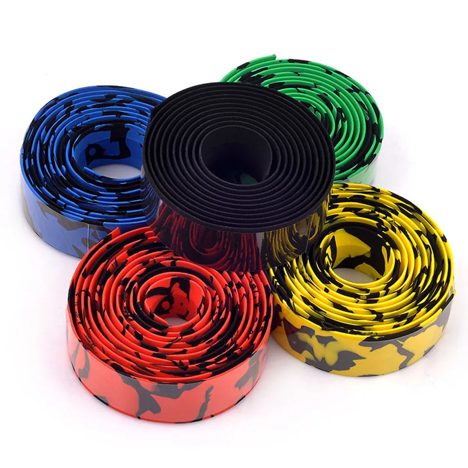 Bike Handlebar Tape Road Bicycle Camouflage Cycling Handle Belt Cork Wrap with Bar Plugs 1 Pair