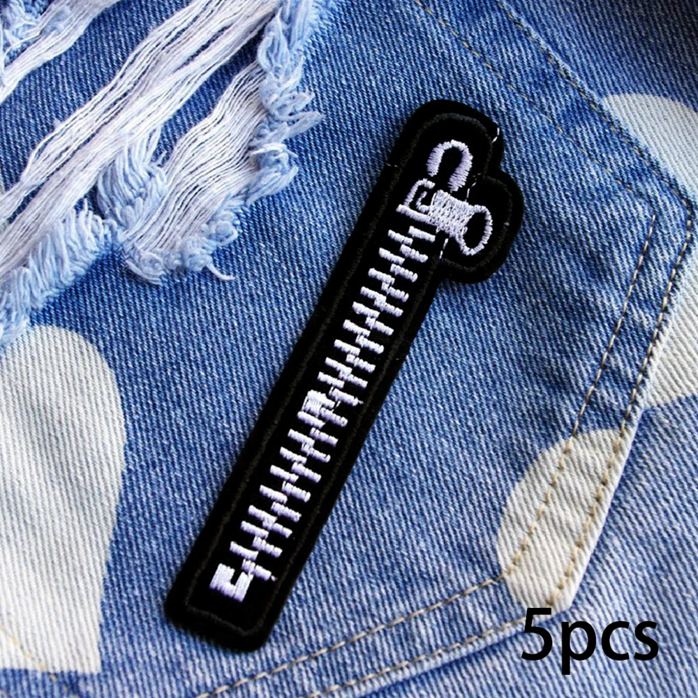

DIY 5pcs Zipper Embroidered Patch Iron on Sewing Applique Cute Fabric Clothes DIY Craft Clothes Decor