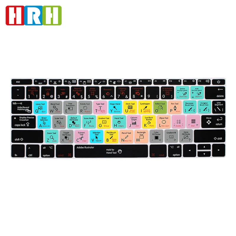 HRH AI Davinci Resolve силиконовый чехол-клавиатура для Macbook New Pro 1" A1708(версия без сенсорной панели) и для Mac 12A1534