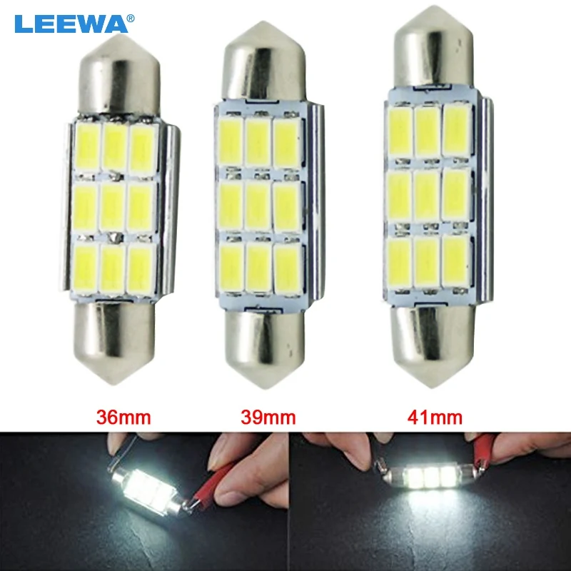 LEEWA 50 шт. 12VDC автомобильный белый 36 мм/39 мм/41 мм 3 Вт 240lm 6SMD 5630 Светодиодная гирлянда