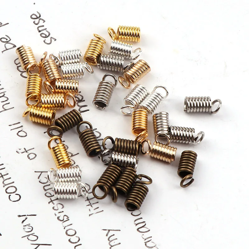 10x4mm Spring Crimp Ends Fastener Coil Cord Crimps End Caps Clasps