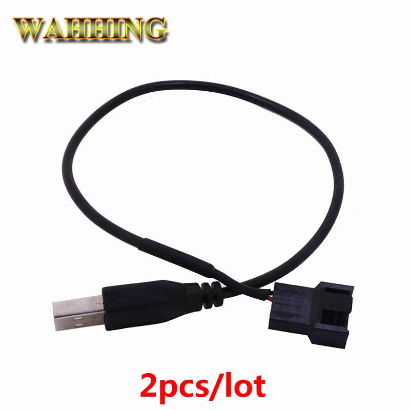 2pcs 3/4 Pin Computer PC Fan Power Cable Connector Adapter 5V Connect 3pin or 4pin fan to USB
