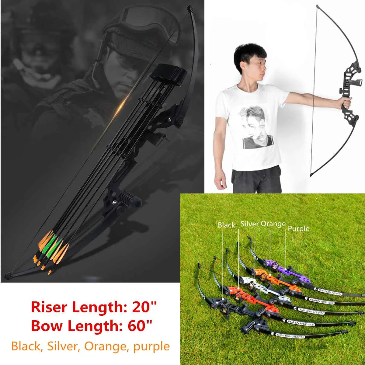 

Archery Straight Bow Release 30-40lbs Takedown Target Game Outdoor Hunting Shooting Tool Aluminum Recurve Long Bow