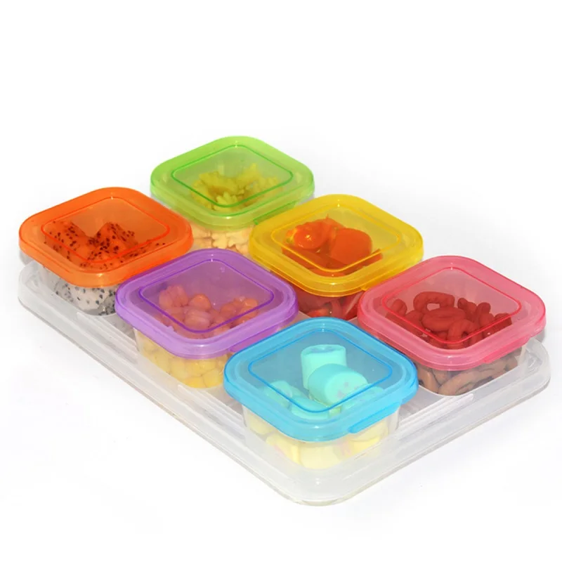 

6pcs/Set Mini Freezer Container Food Storage Box Storage Holder Keep Fresh Home Accessories Microwave Outdoor Practical Healthy