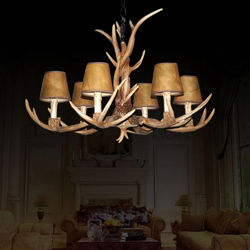 Countryside 6 Heads Chandelier for Home lighting decoration indoor christmas lamp pendentes e lustres Antlers wooden pendant chandelier1