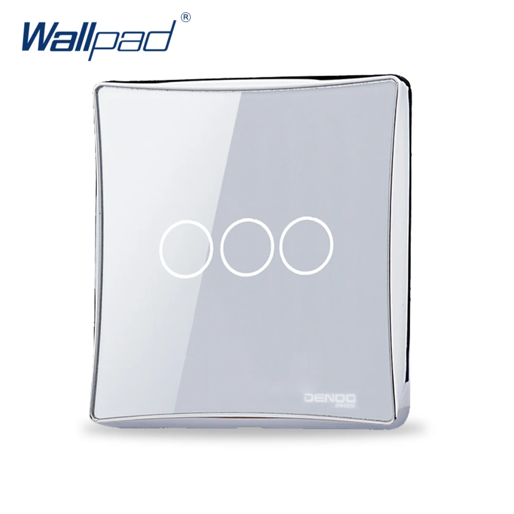 3 Gang 1 Way Wallpad Luxury Black/White Crystal Glass Switch Panel