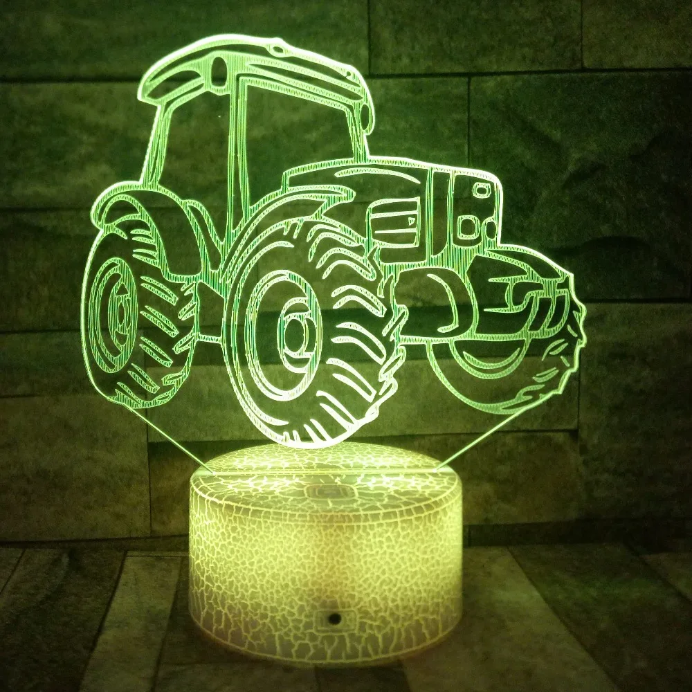 

Tractor 3d Lamp 7 Color Crack Base Led C Night Lamps For Kids Touch USB Table Lampara Lampe Bluetooth Speaker Nightlight