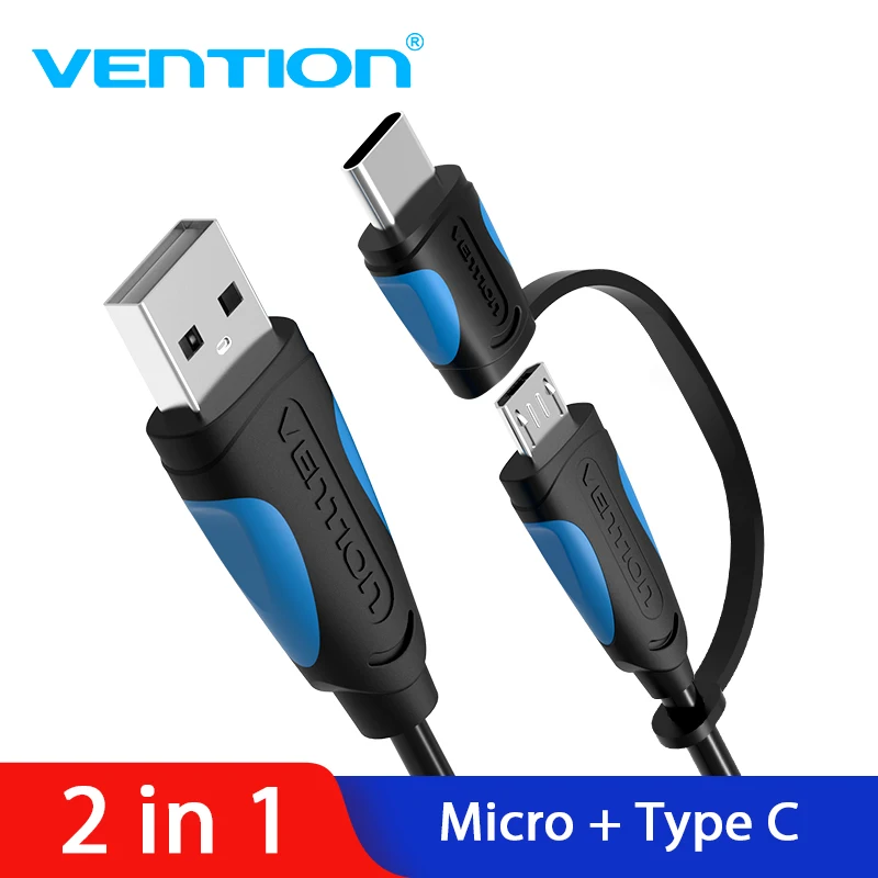 

Vention Micro USB Cable Type C 2 in 1 Charging for Samsung s9 plus USB C Cable for huawei p20 pro oppo xiaomi USB Type C Cable