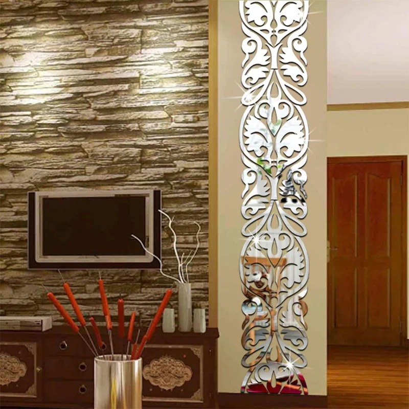 3D акриловая зеркальная декоративная наклейка на стену, линия талии, квадратная Наклейка на стену, домашний декор, кристальная декоративная Зеркальная Наклейка