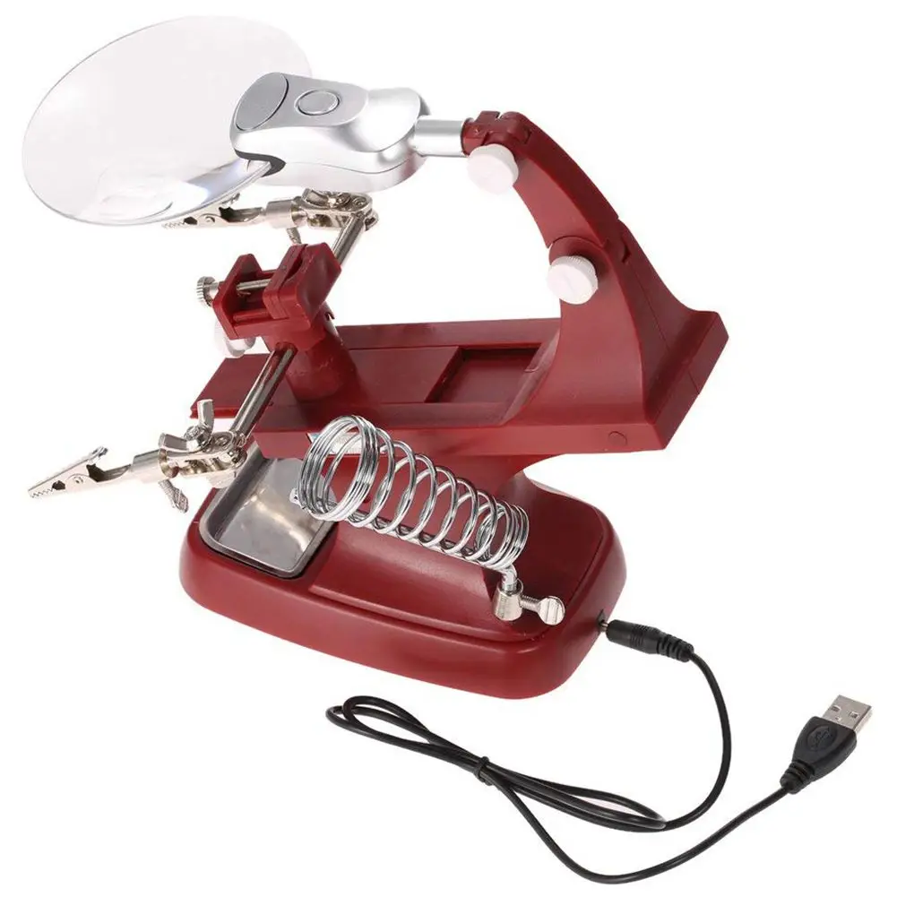 

Multi-functional 3X/4.5X Welding Desktop Magnifier with 2 LEDs Alligator Clip Helping Hand Soldering Holder Repair Magnifier