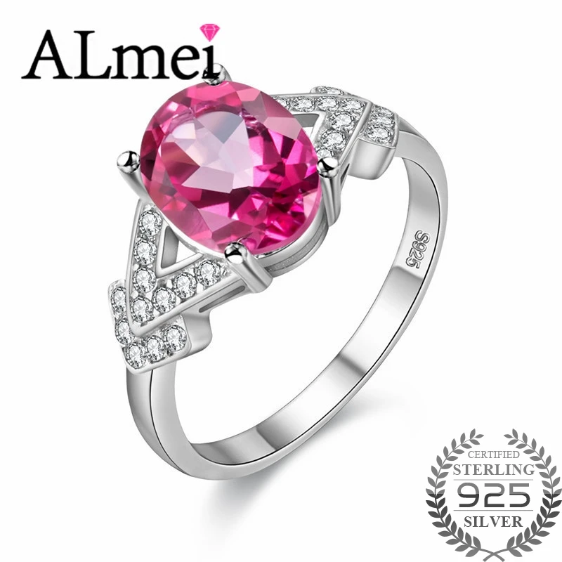 Almei 2ct розовый топаз Серебро 925 ювелирных изделий натуральный драгоценный камень