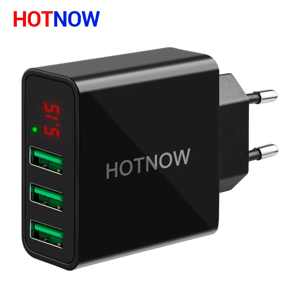 

HOTNOW USB Charger Travel with LED display Portable Wall Charger Adapter EU/US plug charging For iPhone Samsung xiaomi