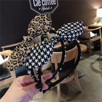 

Fashion pearls Bead Cloth rabbit ears Hair Hoop Headband Hairband for Women Girls Small fresh style Hair Band Hair Accessories