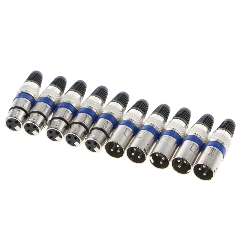

NEW 5 Pairs 3 Pin XLR Connectors Male and Female Microphone Mic Cable Plug Audio Socket H15