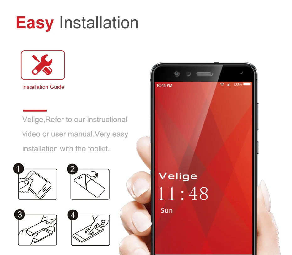 2 Pack Velige Full Cover Tempered Glass Screen Protector For Huawei P10 Lite P10Lite Nova Lite 9H 0.3mm Glass Flim (2)