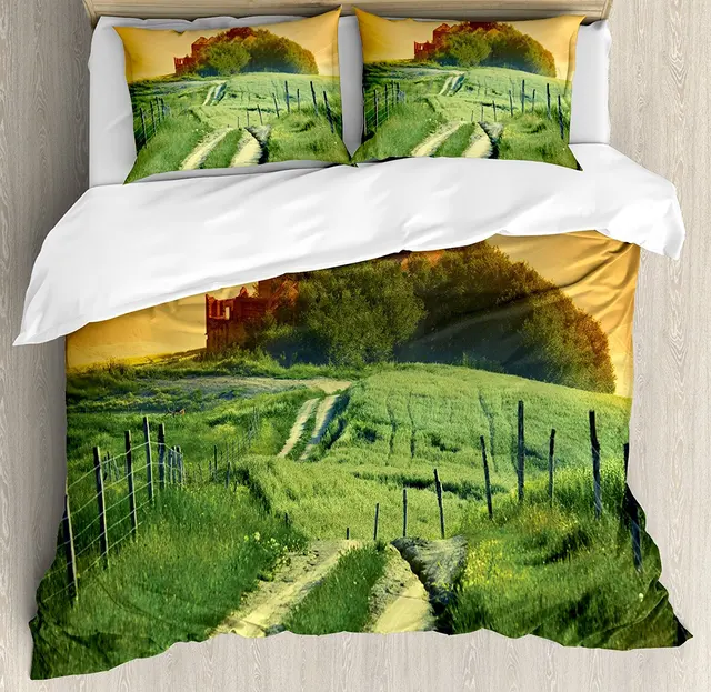 Us 117 02 18 Off Tuscan Duvet Cover Set Peaceful Landscape Of Pienza Tuscany Vineyard Trees Rural Ancient Farm House 4 Piece Bedding In