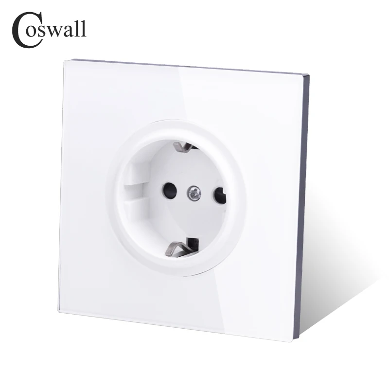Розетка Coswall из чистого стекла с защитой от детей белая черная серая золотая|outlet