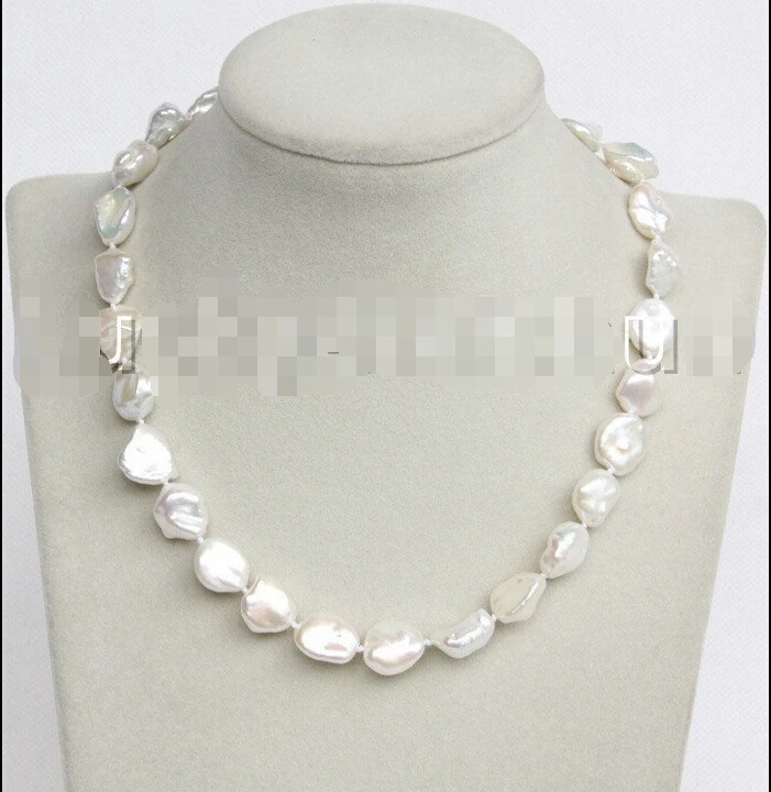 

FREE SHIPPING luster 17" 14mm white Reborn keshi pearls necklace clasp j11181 ^^^@^Noble style Natural Fine