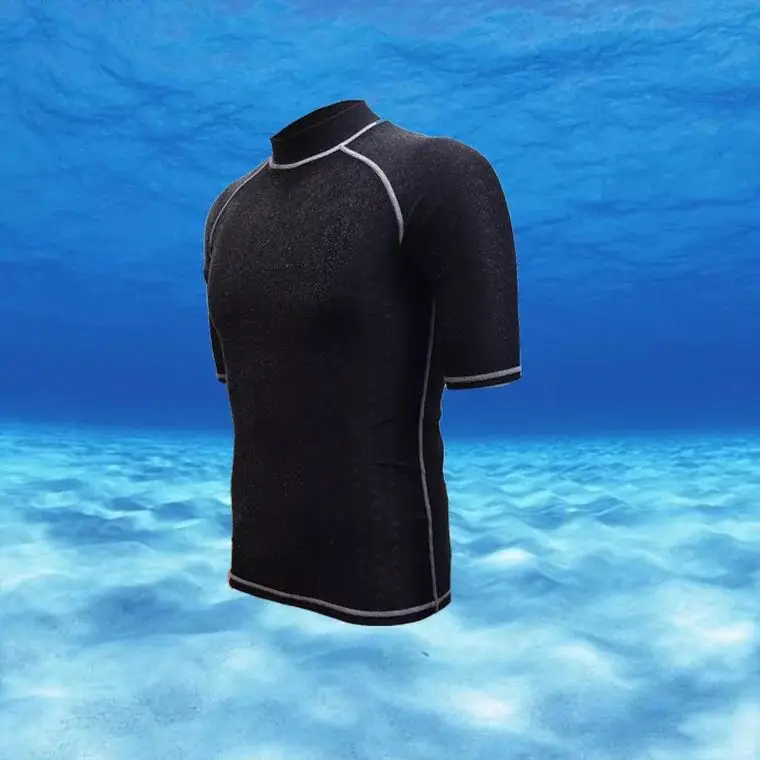Men's Sharkskin Short Sleeve Swimwear Shirt Sun Protection Clothing