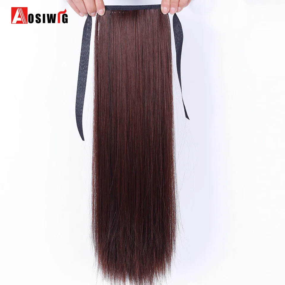 AOSIWIG 22 "конский хвост волос 55 см длинные прямые Syntheitc клип в наращивание хвостик
