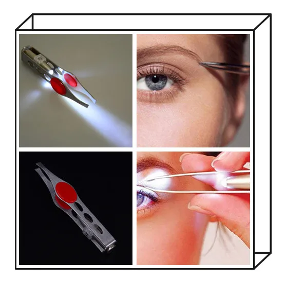 Hot 1Pc Eyebrow Tweezers With LED Light Make Up Eyelash Eyebrow Hair Removal Stainless Steel Tweezer Face Hair Remover