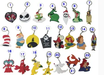 

lot New 20 pcs Peter pan The nightmare before Christmas princess mix Double-sided pattern Key Chain For Best Gift Free Shipping
