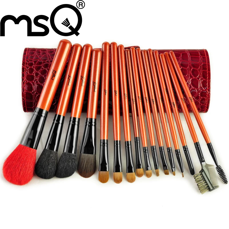 MSQ 16pcs Professional Animal Hair Makeup Brush Set With Charm