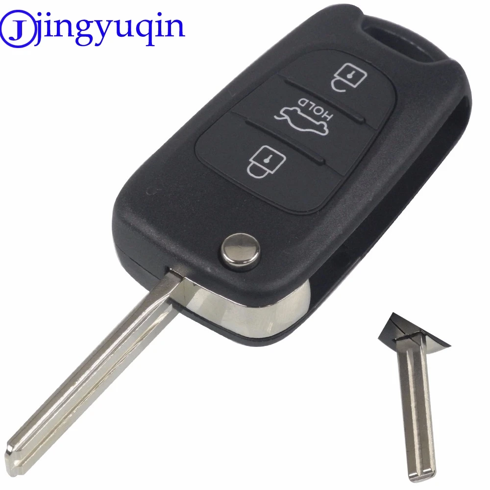 

jingyuqin Uncut Blade 3 Buttons Flip Remote Key Shell For HYUNDAI I30 IX35 For Kia K2 K5 Car Keys Blank Case Cover