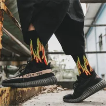 Новые хлопковые носки с рисунком пламени; модные носки унисекс в стиле панк-рок в стиле Харадзюку