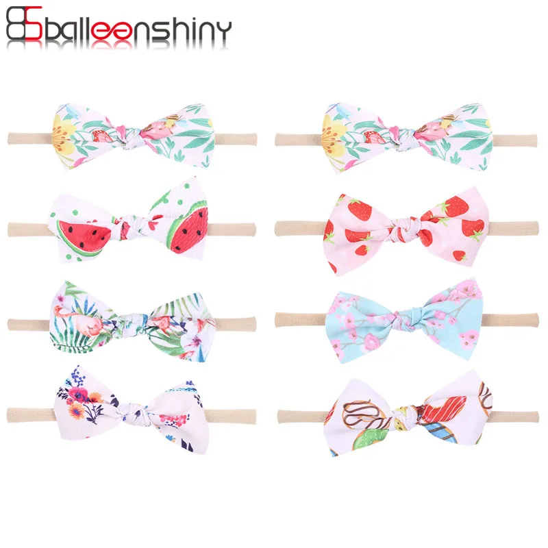 

Balleenshiny Baby Elastic Hair Band Printed Bow Nylon Headband Kids Girls Hair Accessories Newborn Photography Props Headwear